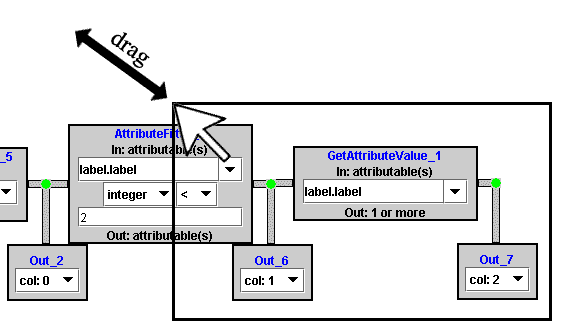 Multiple boxes can be selected by dragging a rectangle with the mouse.