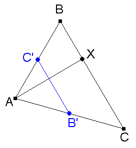 Fig.
1a: X is the reflection of A in B'C'